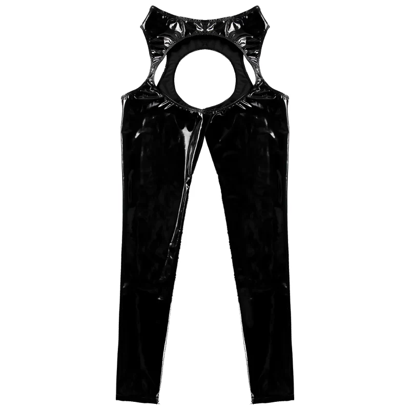 black crotchless latex pants