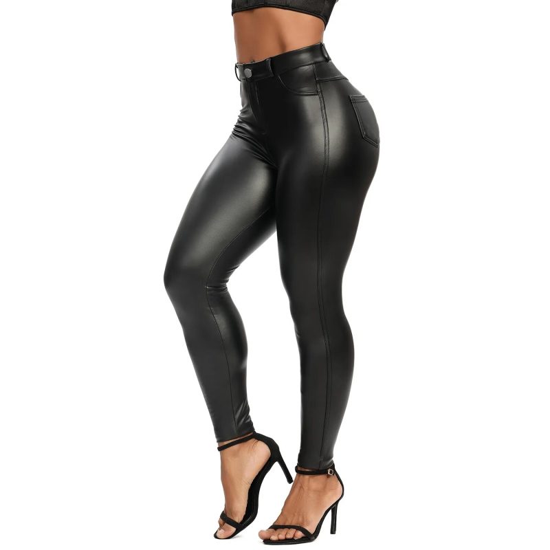 black latex leggings