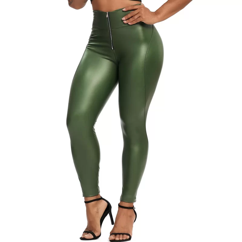green latex pants