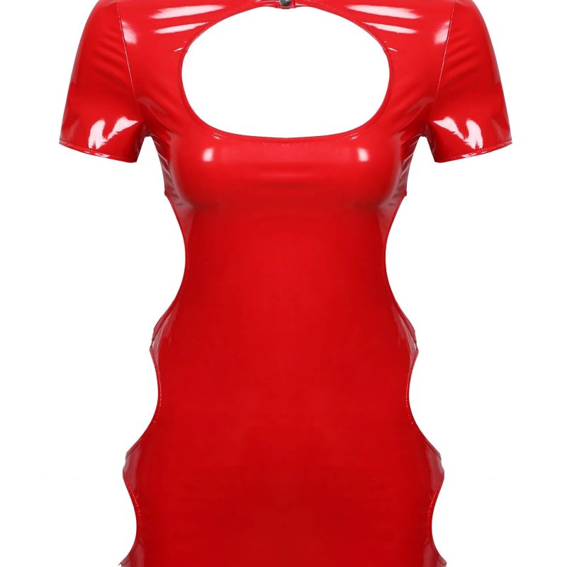 mini dress latex red