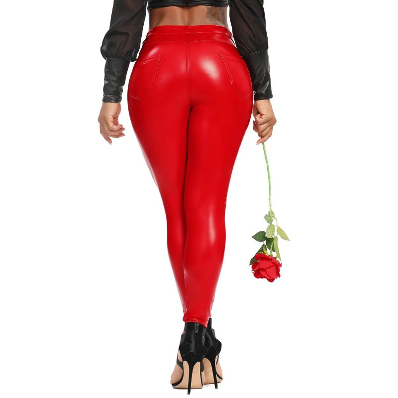 red latex pants for girl