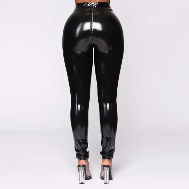 sexy latex pants black
