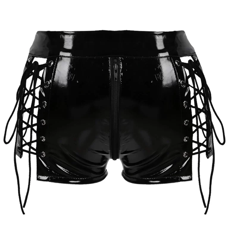 booty-latex-shorts-lace-up-black