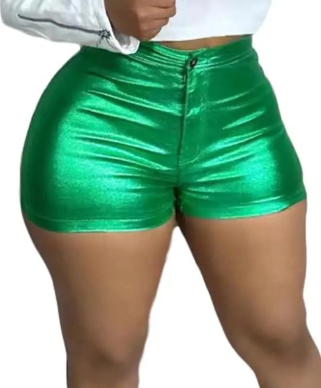 green latex shorts