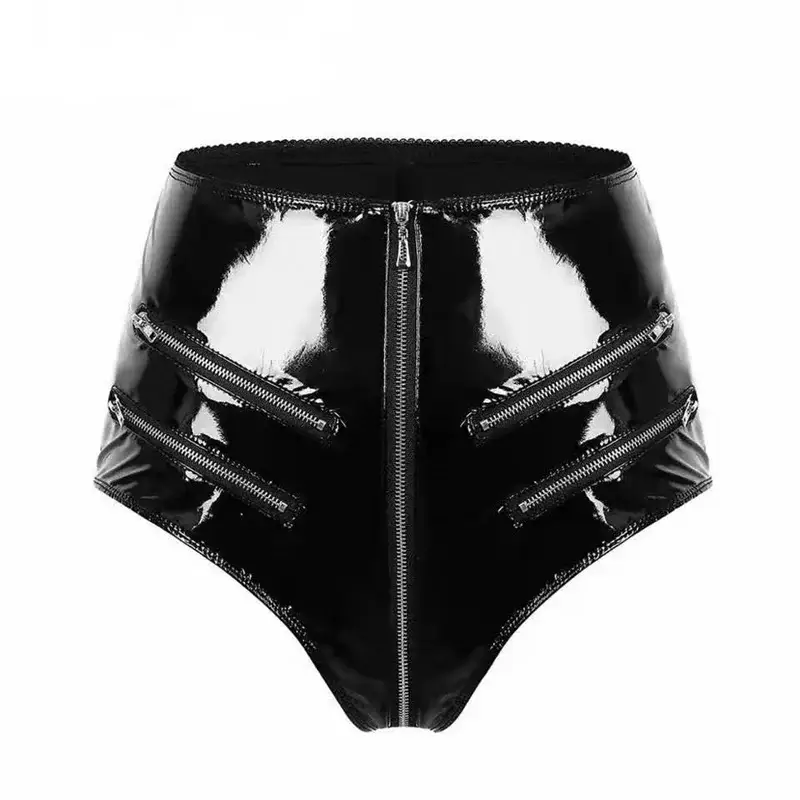 latex butt shorts black