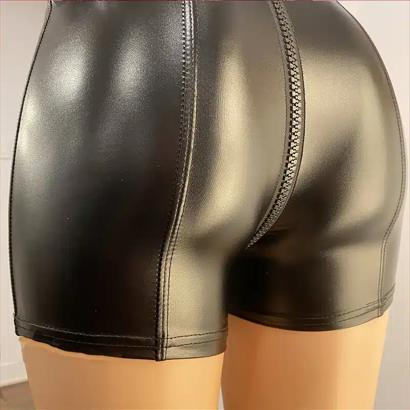 latex chastity shorts black