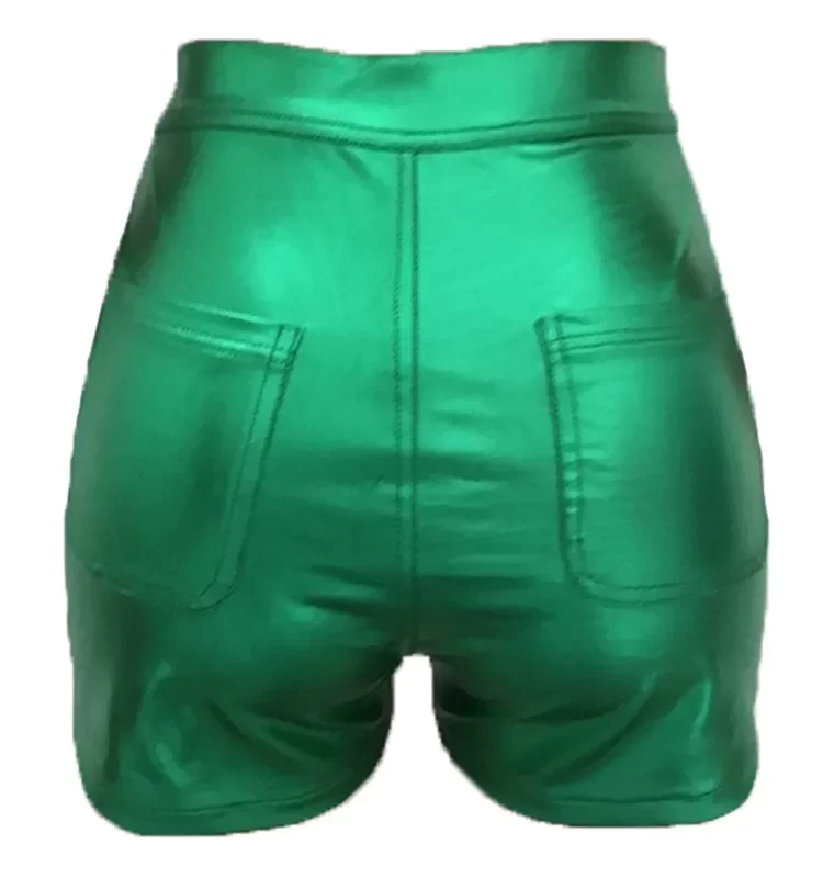latex green shorts girl