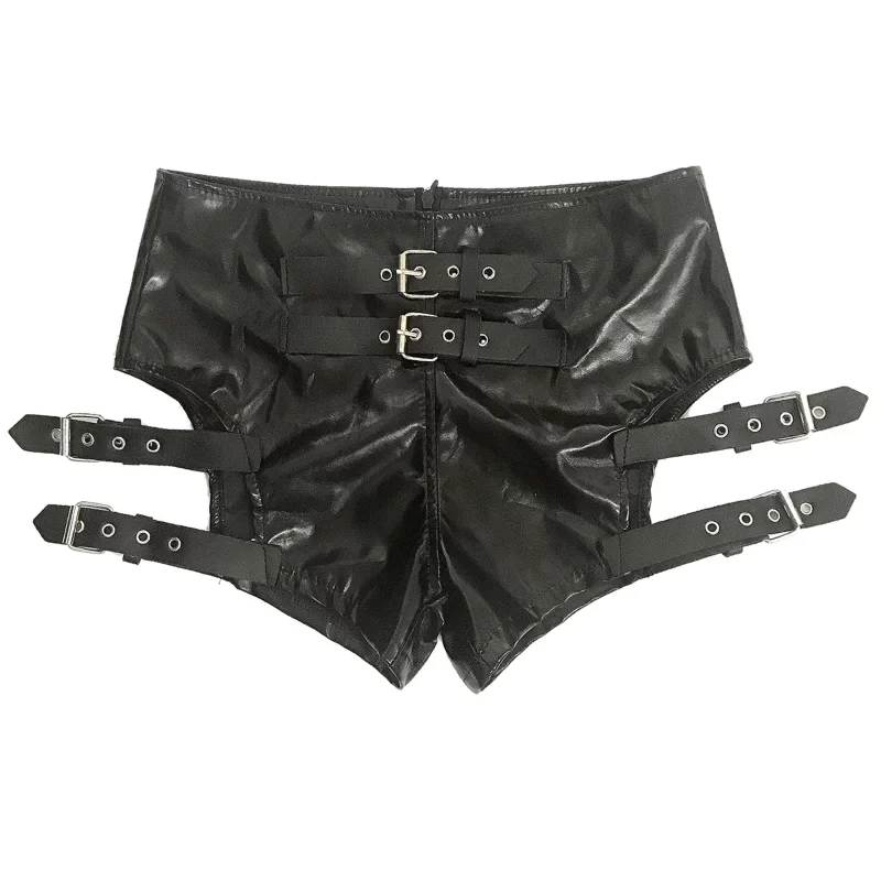 latex-shorts-woman-black-leather